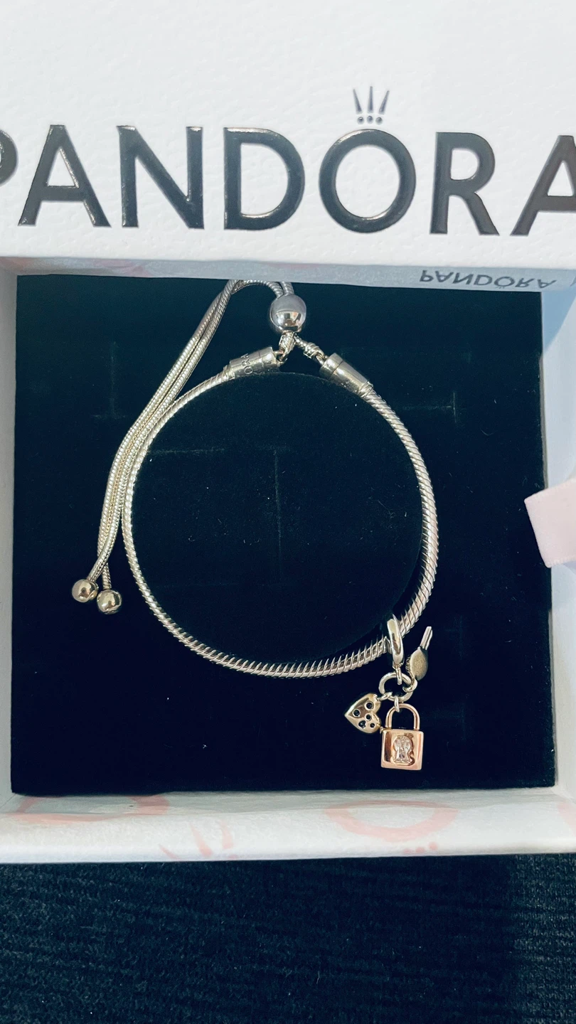 Pandora Sterling Silver Bracelet with Padlock Charm - photo 2