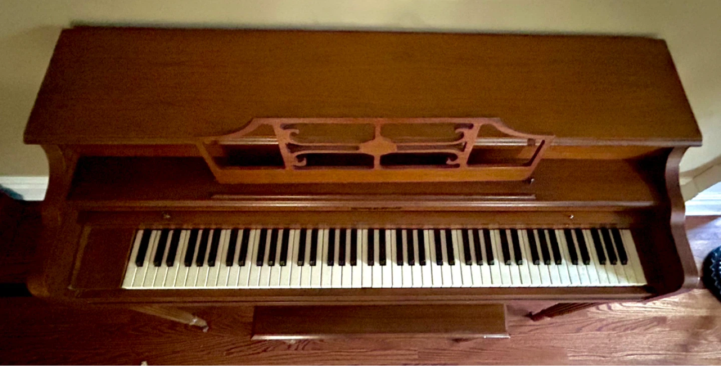 Vintage Console Piano with Bench