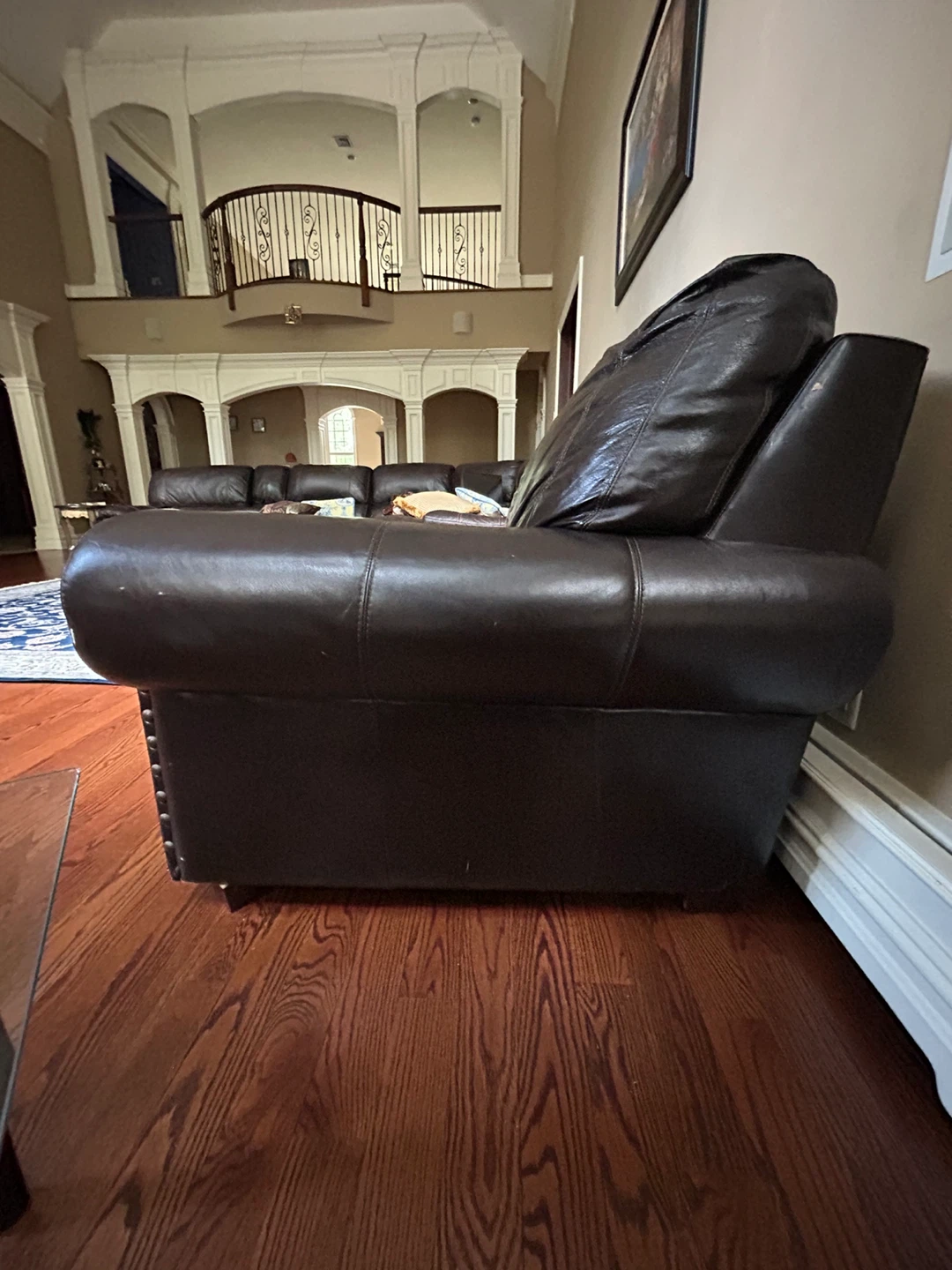 Brown Leather Reclining Sofa - photo 4