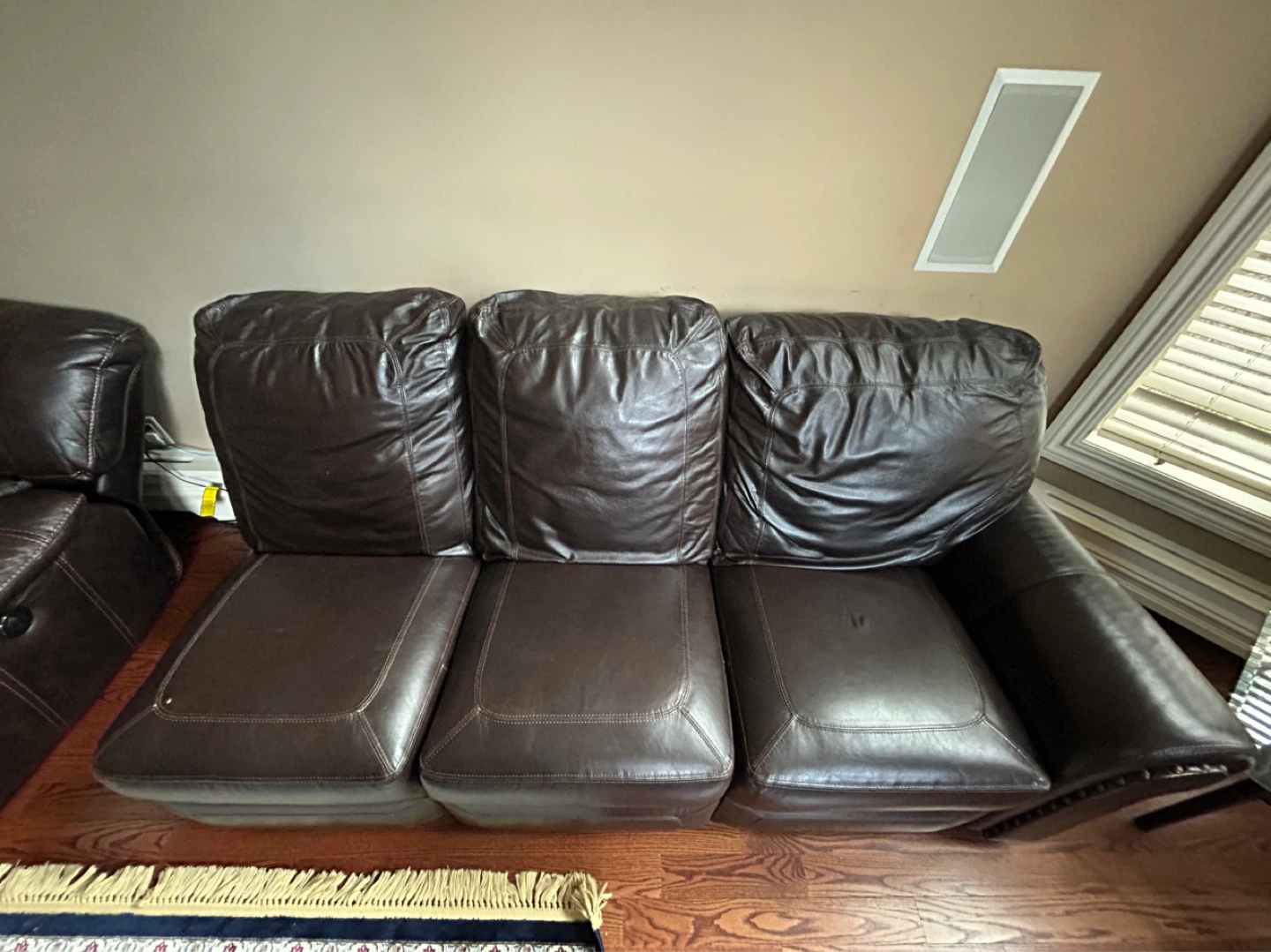 Brown Leather Reclining Sofa - photo 2