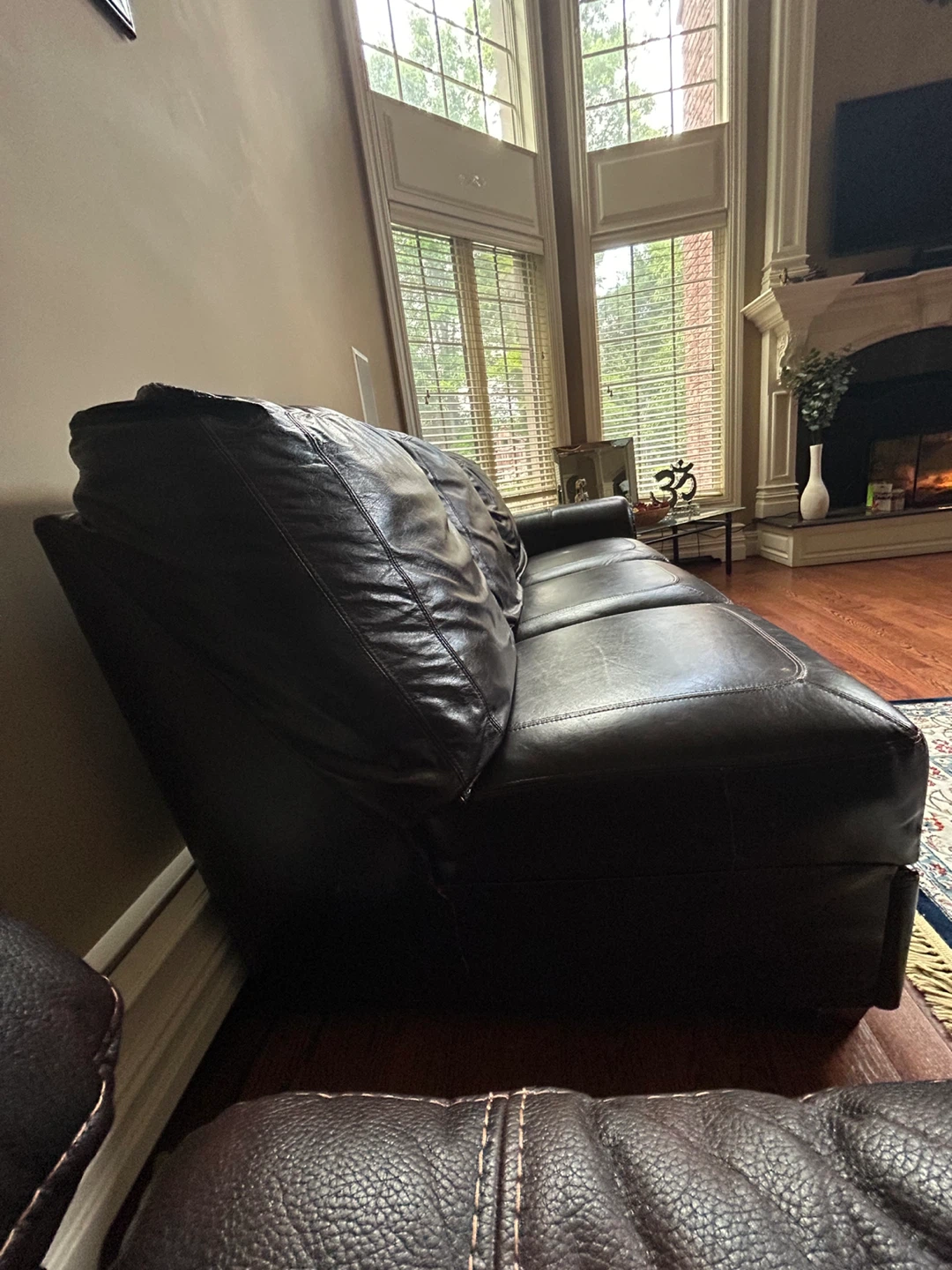 Brown Leather Reclining Sofa - photo 3