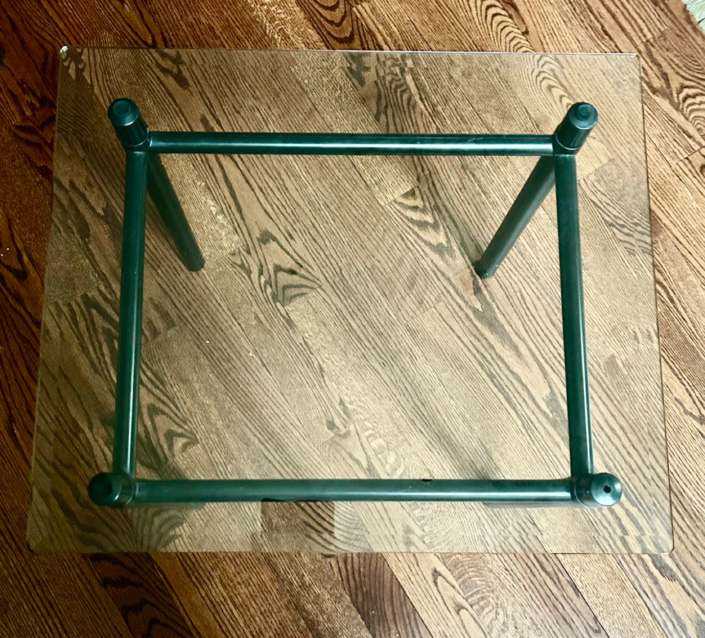 Glass Top End Table with Black Metal Frame - photo 2