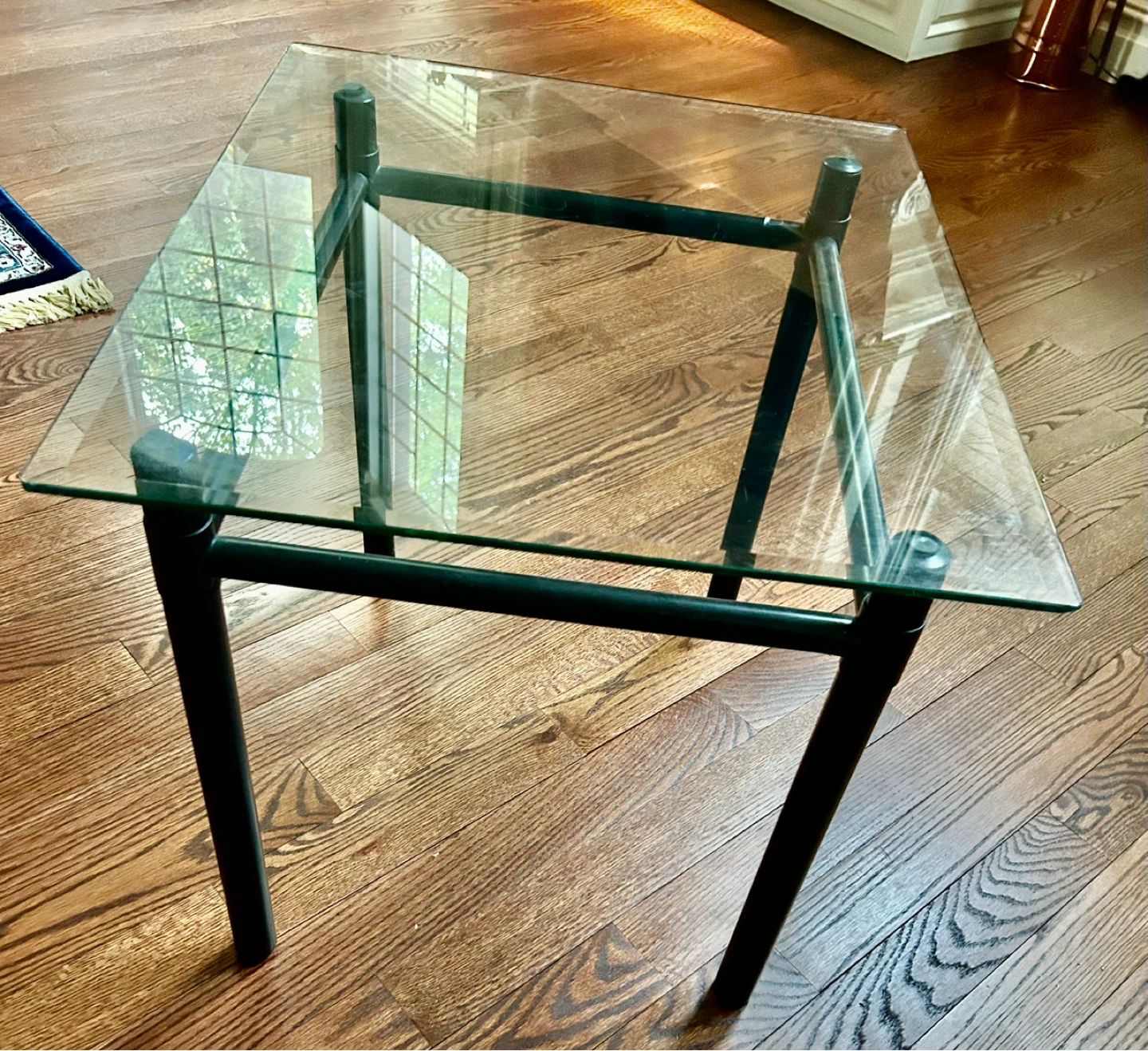 Glass Top End Table with Black Metal Frame