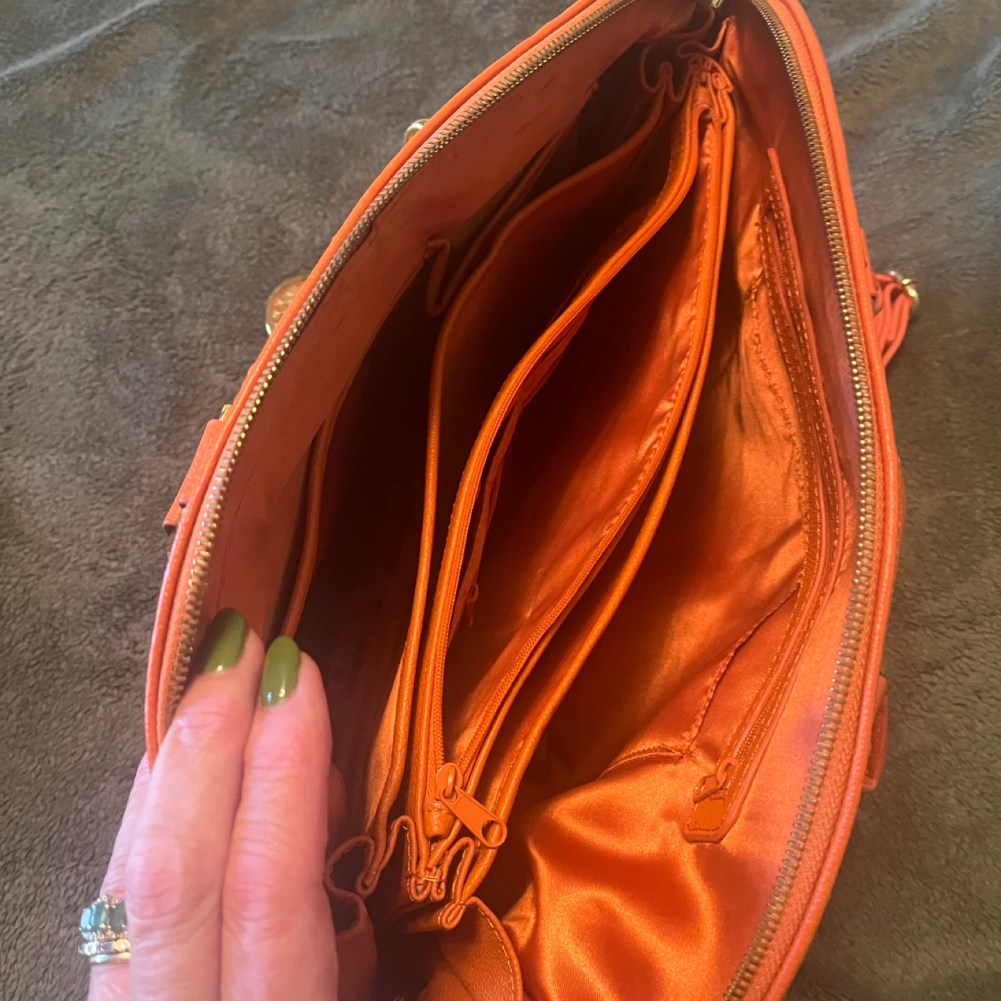 Joy & Iman Orange Satchel Bag with Detachable Strap - photo 4
