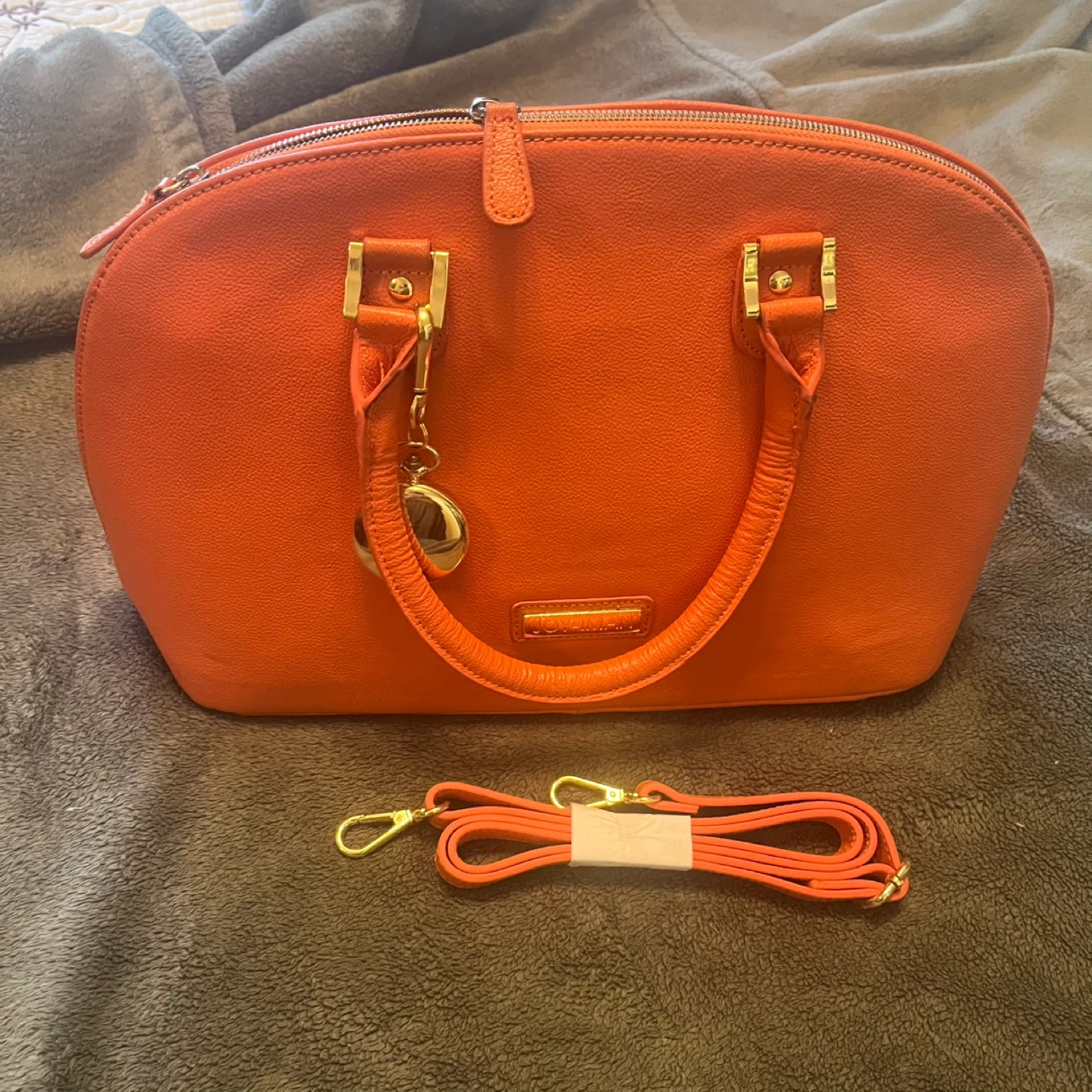Joy & Iman Orange Satchel Bag with Detachable Strap