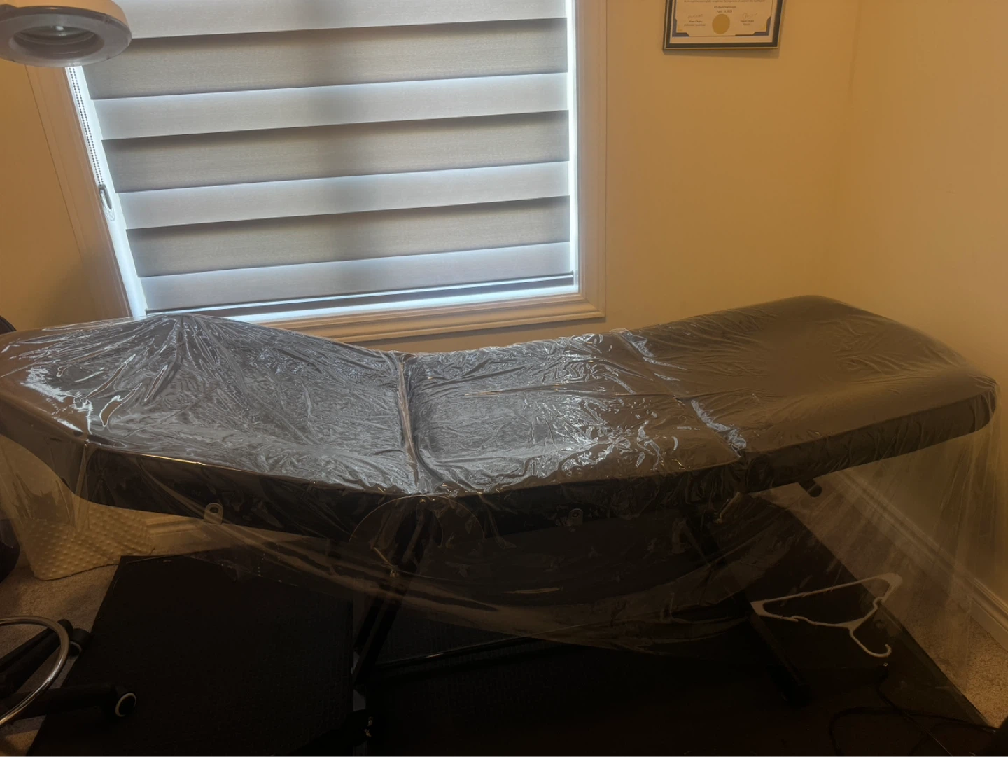 Black Massage Table with Rolling Stool