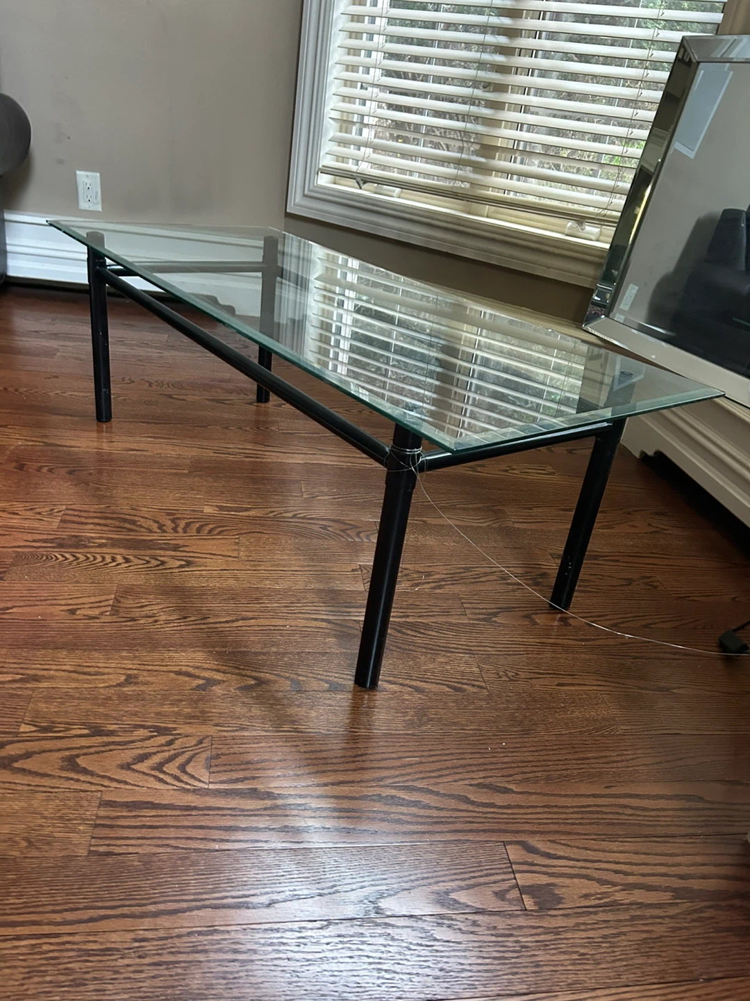 Glass Top Coffee Table with Black Metal Frame