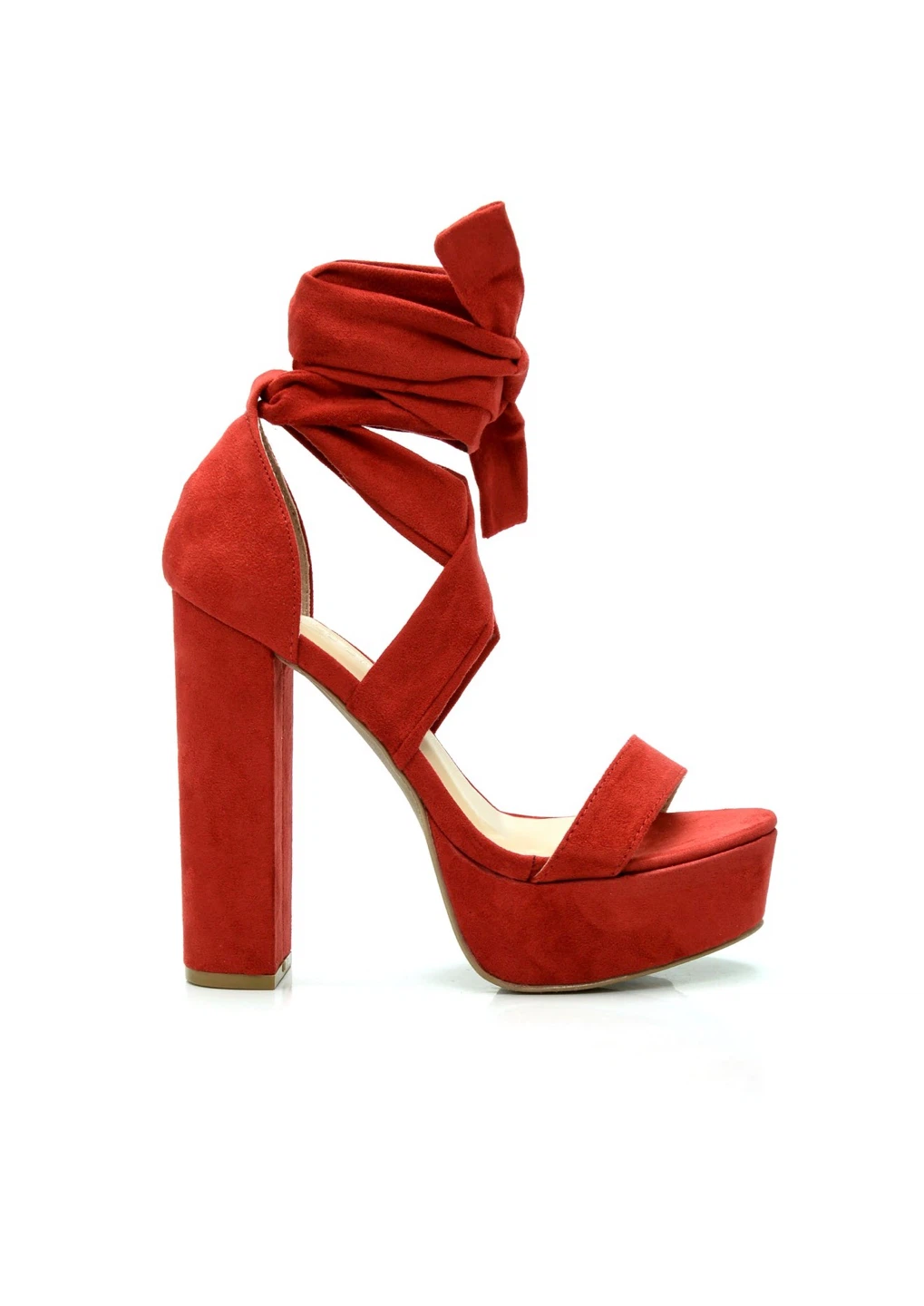 Red Platform Lace-Up Heels - photo 5