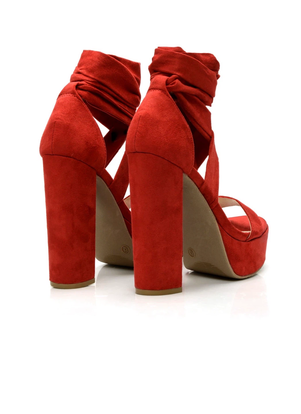 Red Platform Lace-Up Heels - photo 4