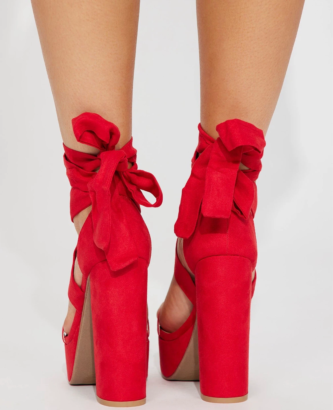 Red Platform Lace-Up Heels - photo 3