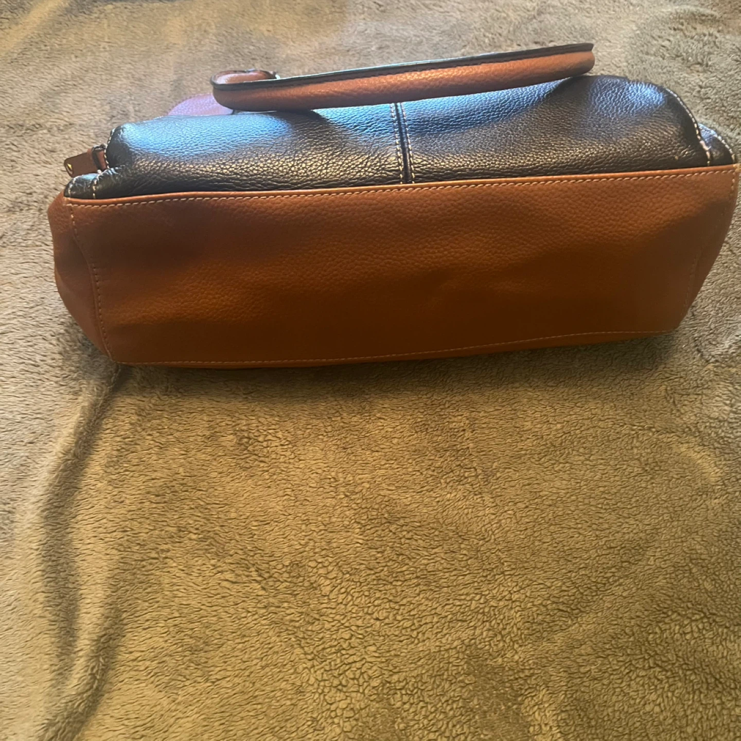 Tignanello Brown & Black Leather Satchel Handbag - photo 3