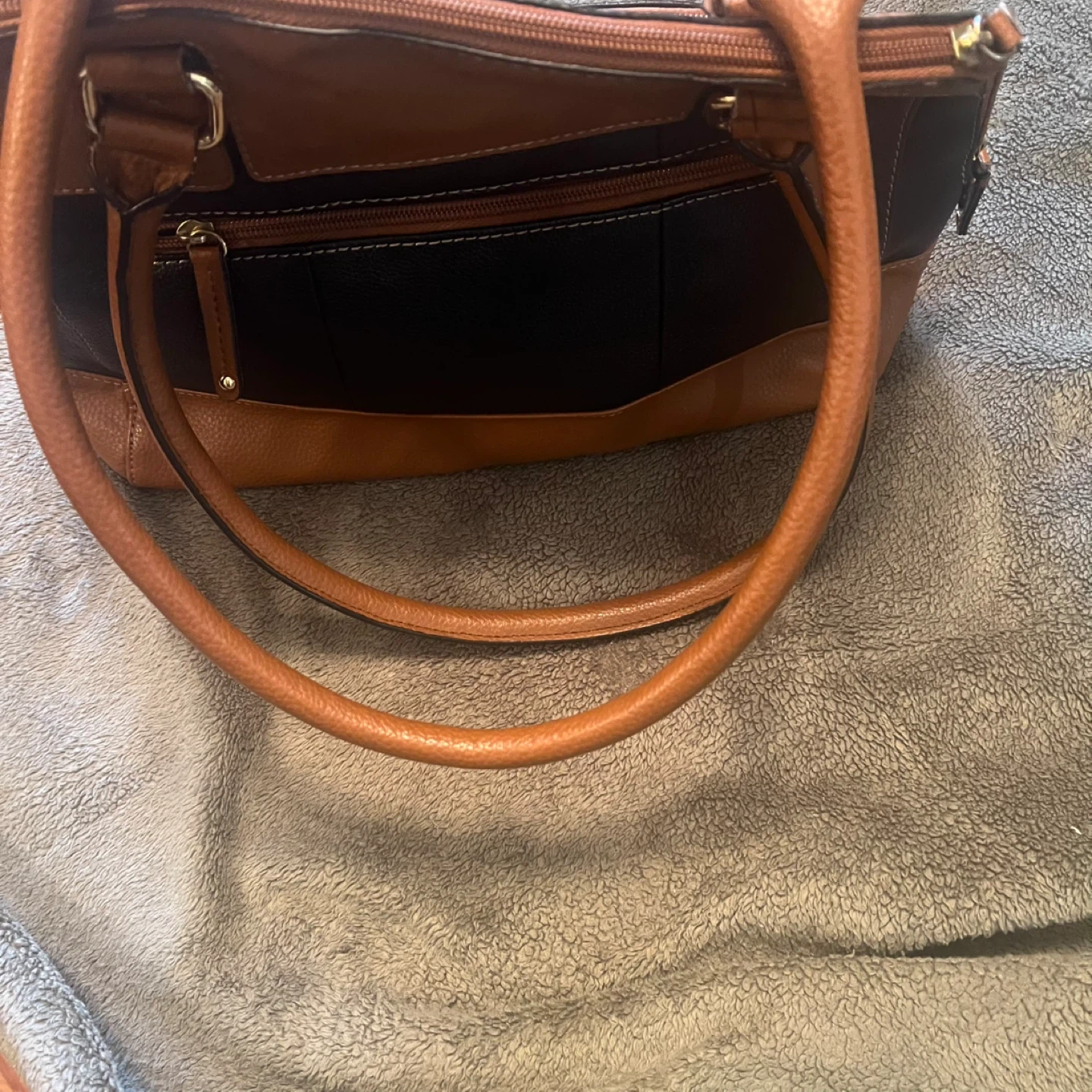 Tignanello Brown & Black Leather Satchel Handbag - photo 5