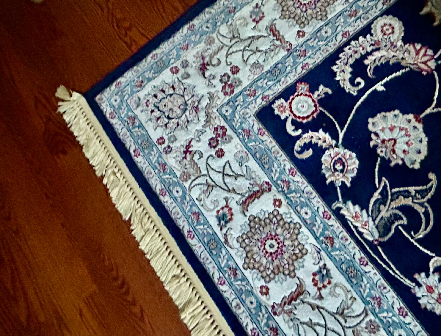 Blue Persian Style Area Rug with Tassels - photo 2