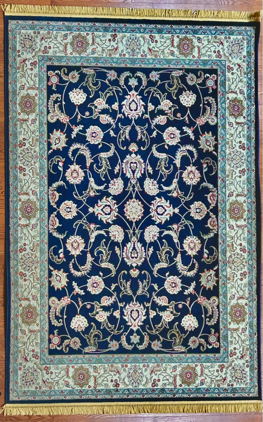 Blue Persian Style Area Rug with Tassels
