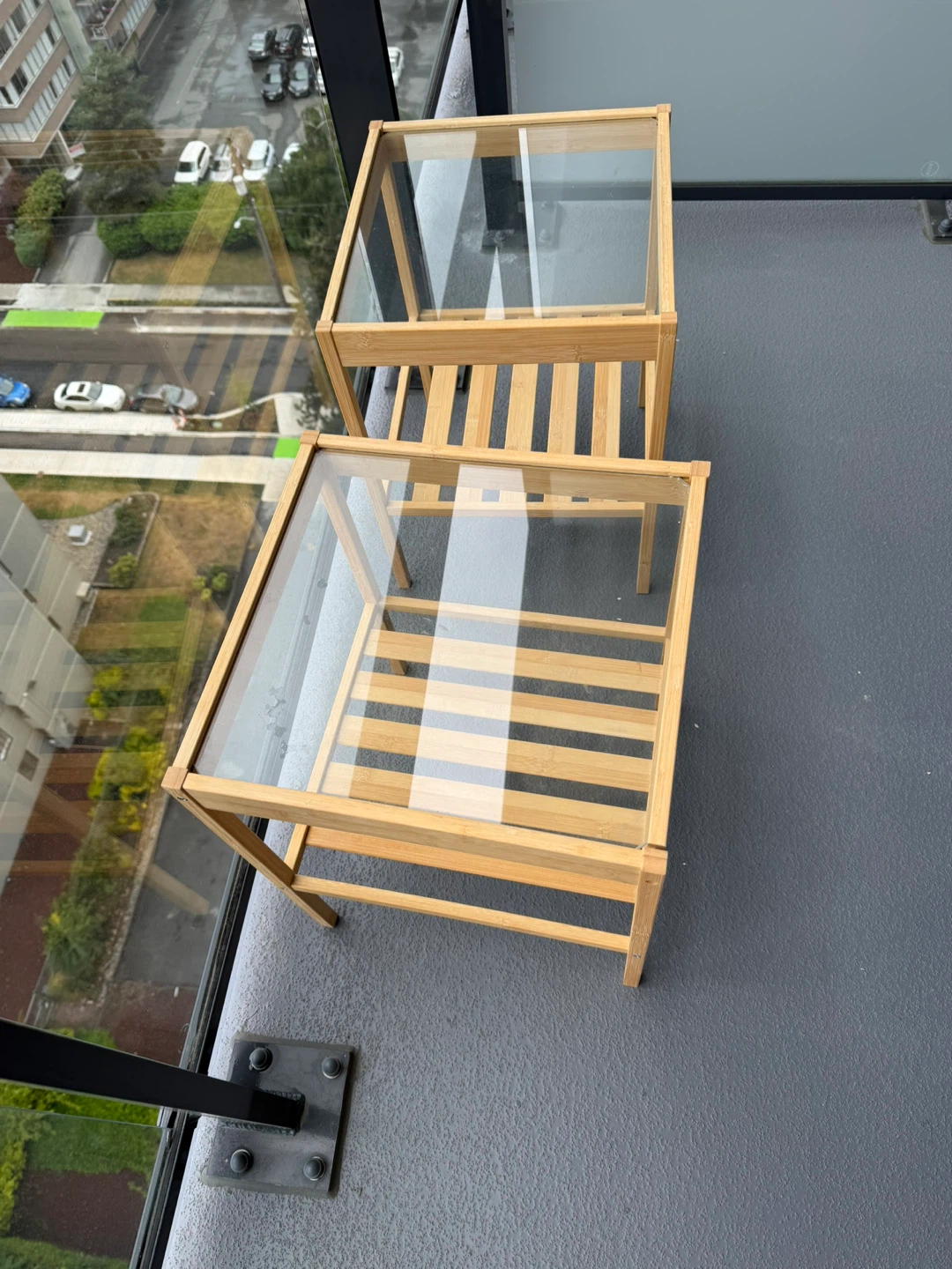 Bamboo and Glass Side Tables (Set of 2) IKEA