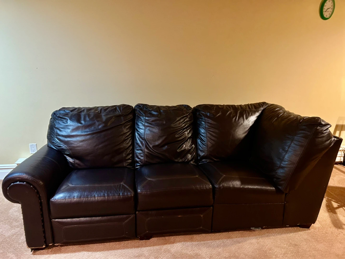 Dark Brown Faux Leather 3-Seater Sofa