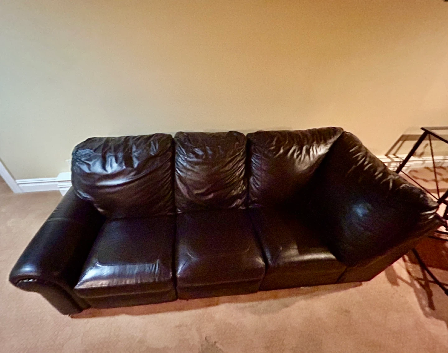 Dark Brown Faux Leather 3-Seater Sofa - photo 3