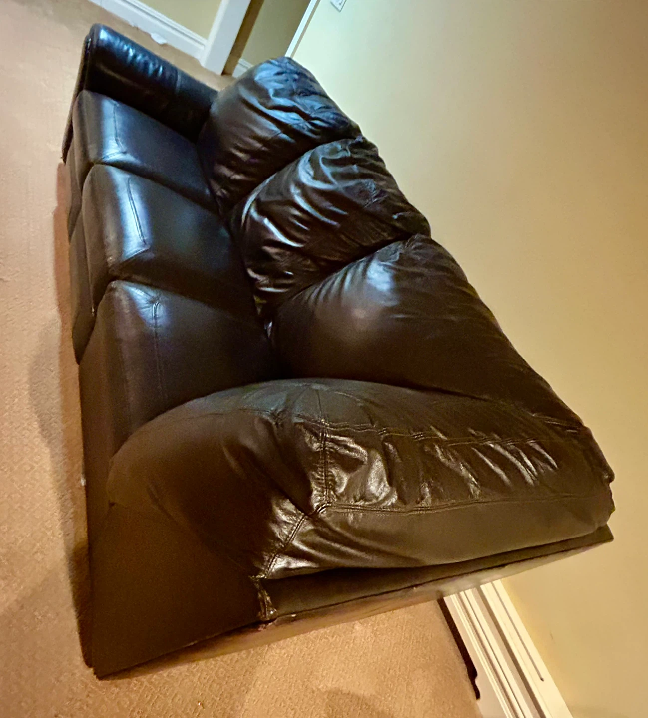 Dark Brown Faux Leather 3-Seater Sofa - photo 4