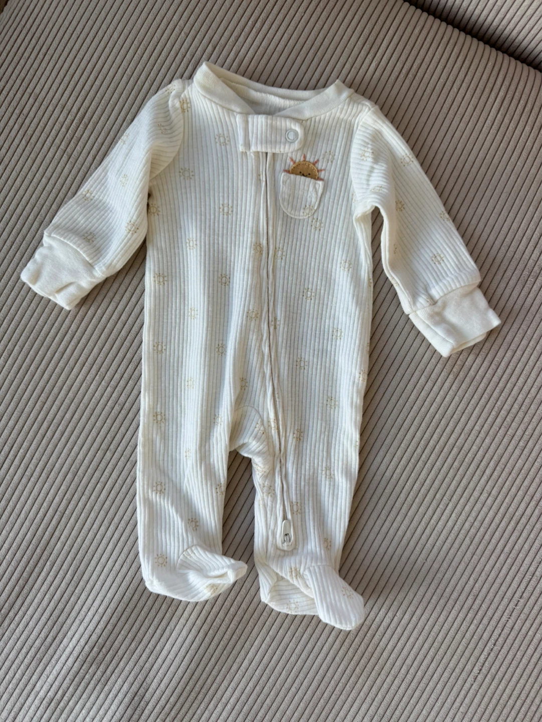 Cream Footed Pajamas with Sun Detail