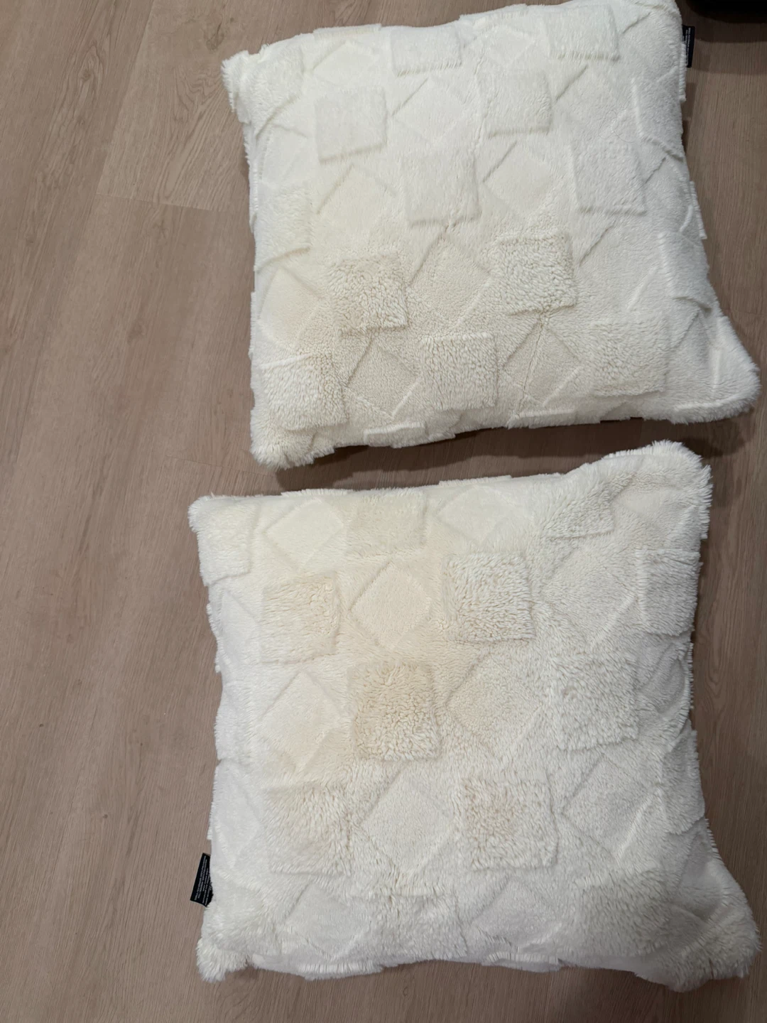 White Faux Fur Throw Pillows (2-Pack)