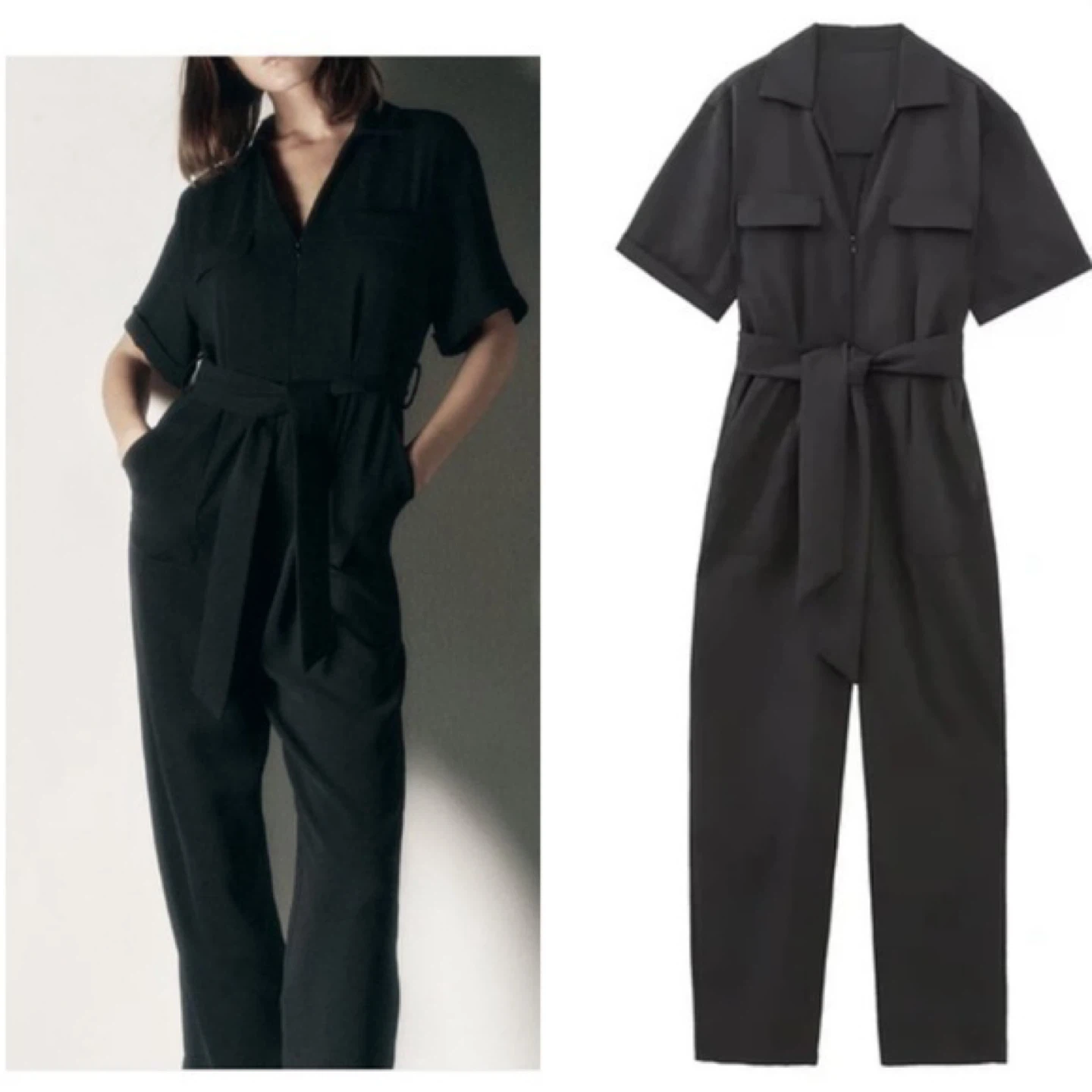 Zara Sleeve Belted Jumpsuit XS