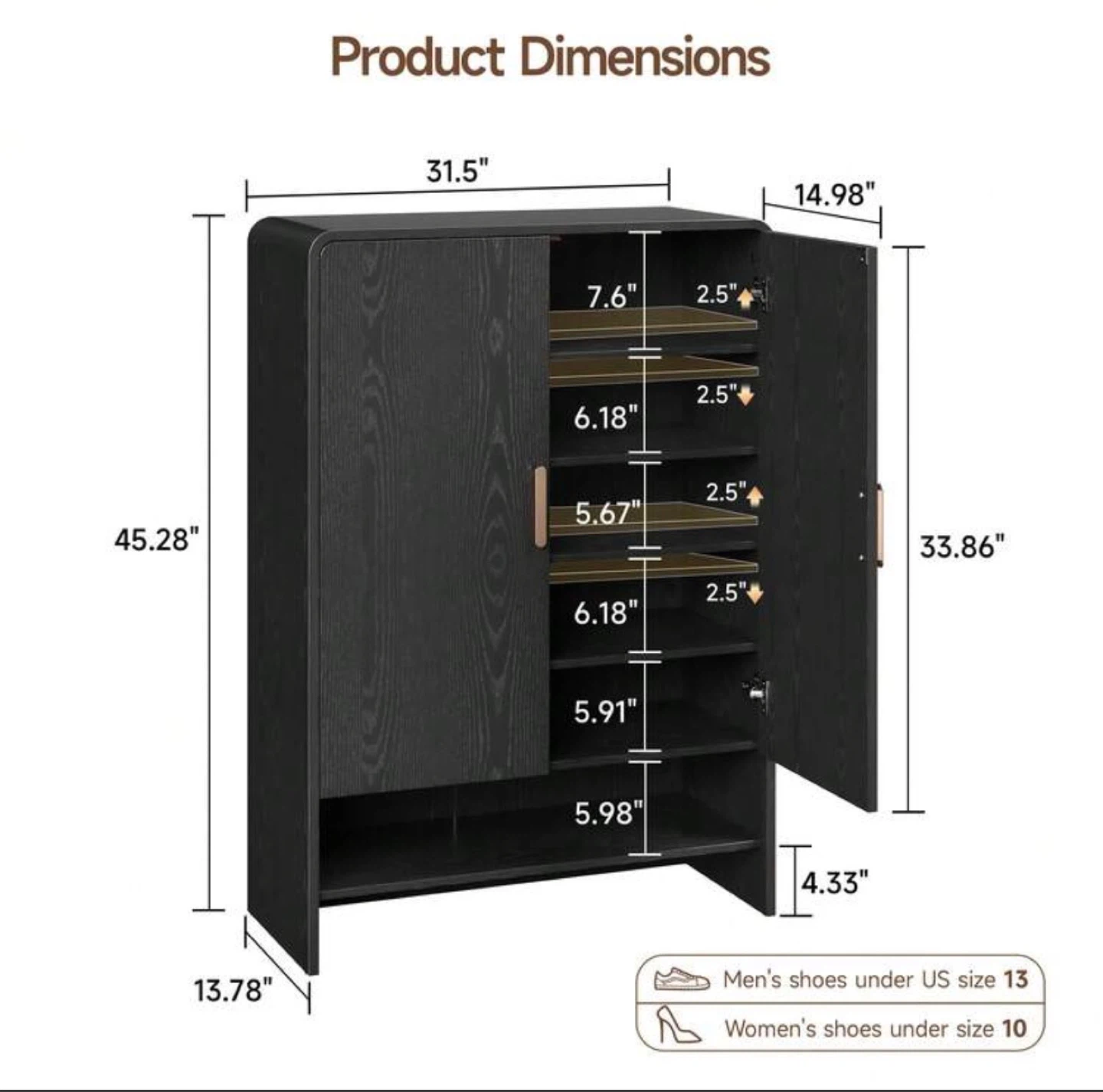 Black Shoe Cabinet with Doors - photo 2
