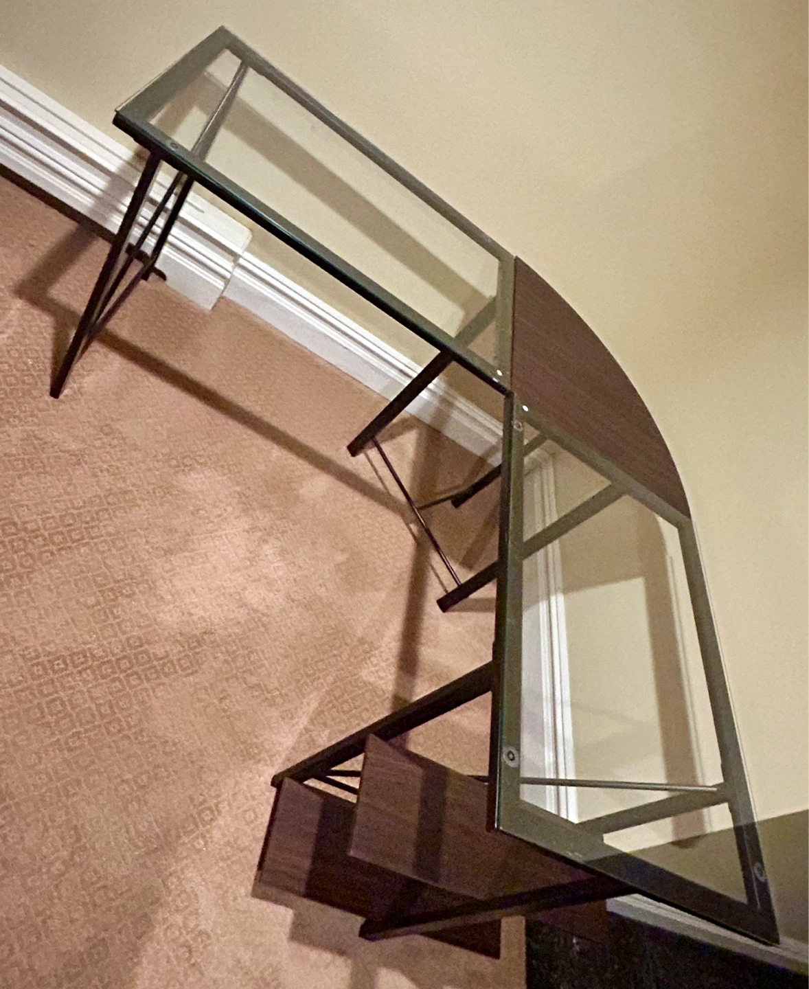 Glass Corner Desk with Shelves - photo 5