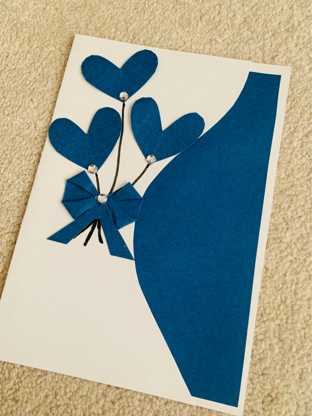 Handmade Blue Heart Balloon Card