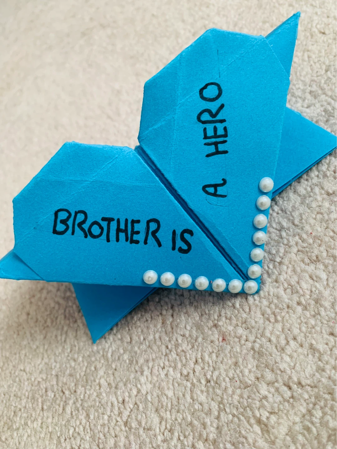 Handmade Blue Origami 'Brother is a Hero' Decoration - photo 2