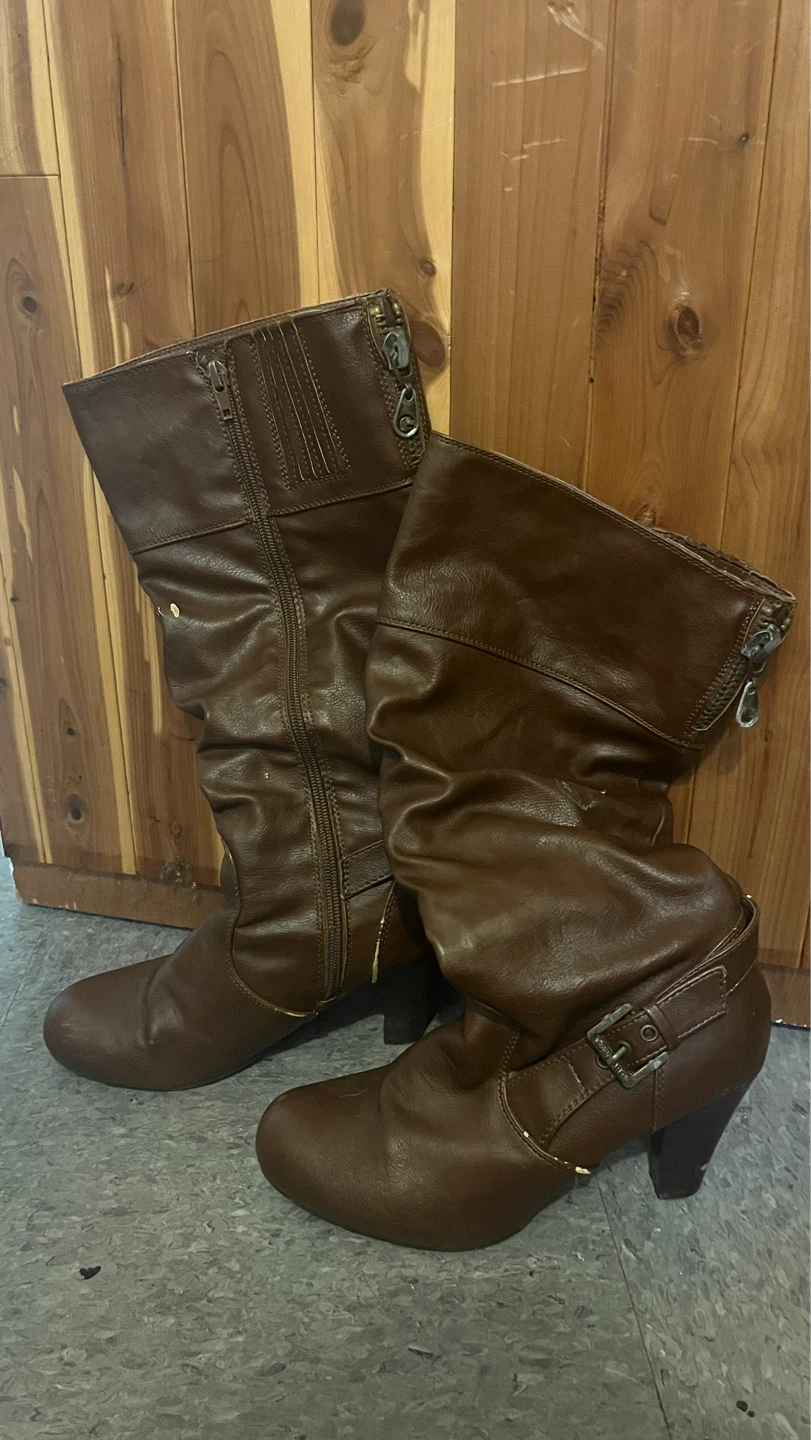 Brown Guess Calf-High Boots
