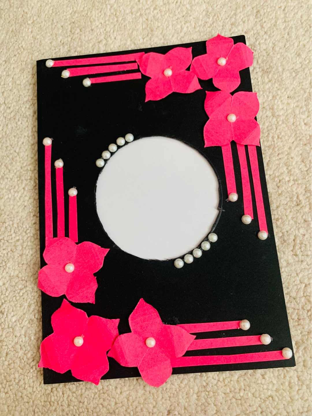 Handmade Photo Card with Pink Flowers