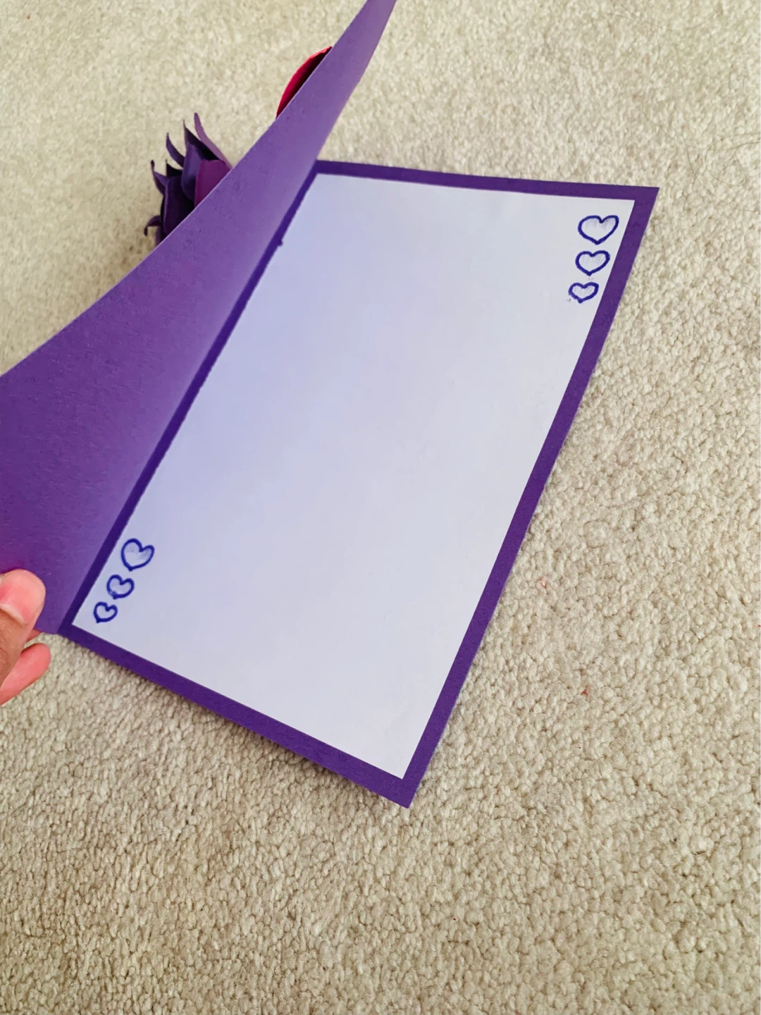 Handmade Purple and Pink Card with Flower and Hearts - photo 2