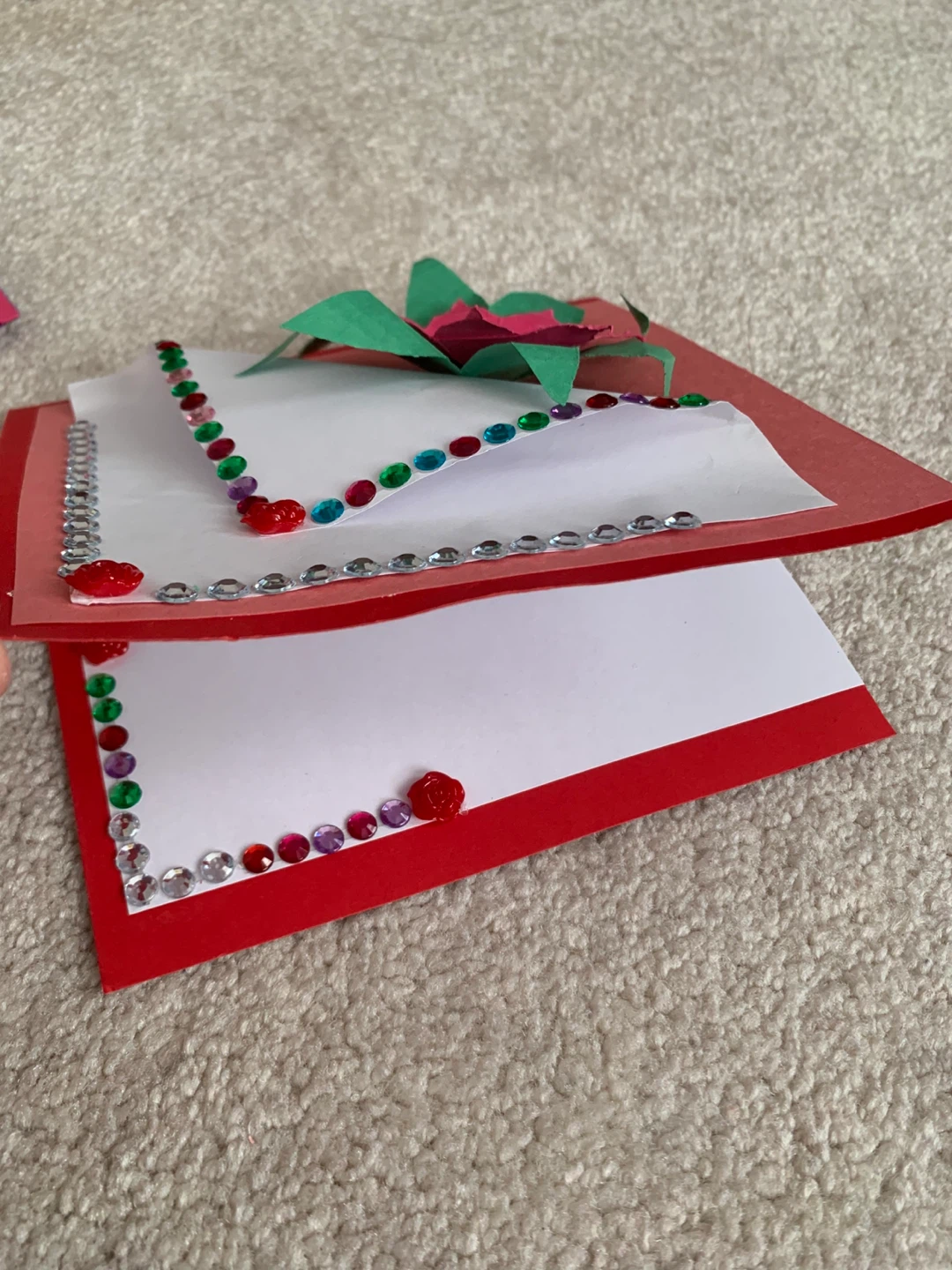 Handmade Card with Rhinestones and Paper Flower - photo 2