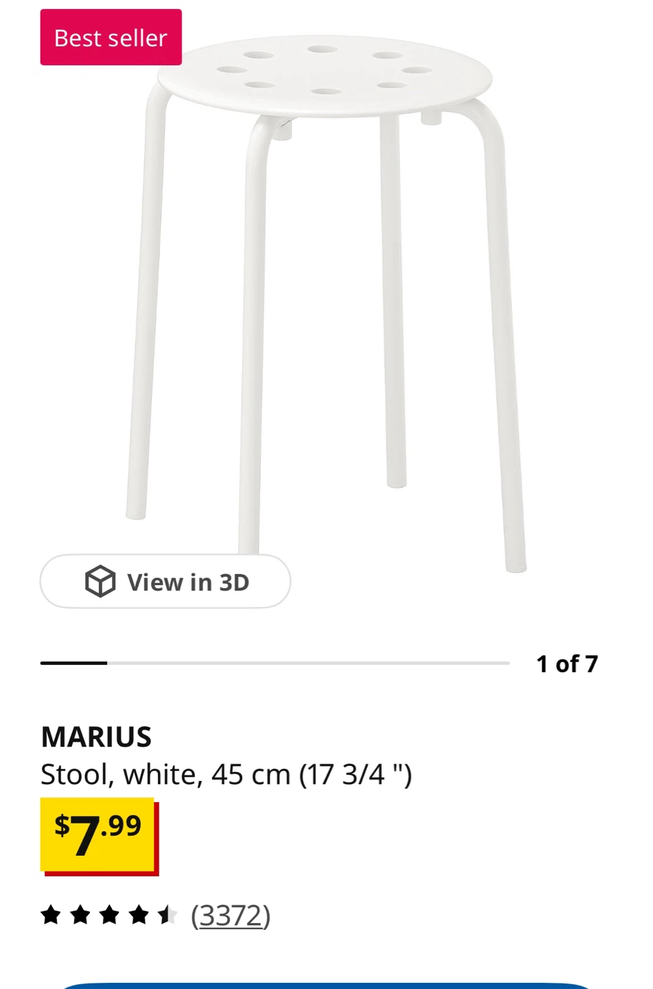2 IKEA MARIUS Stool - White