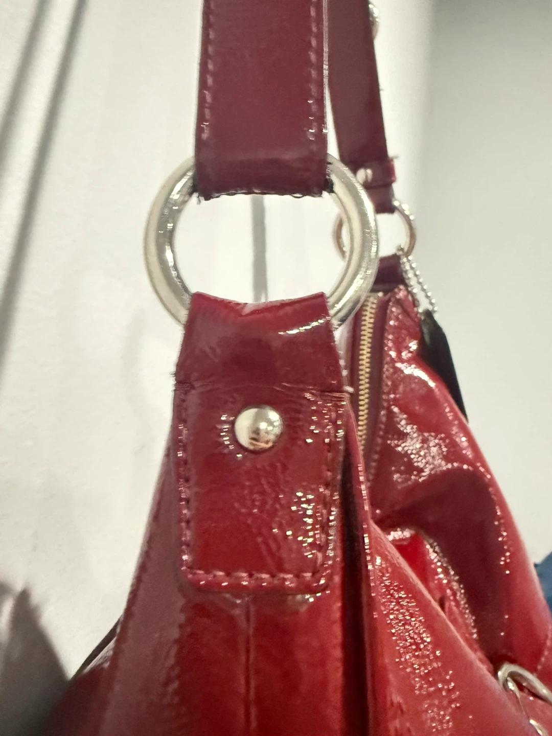Red Patent Leather Coach Shoulder Bag - photo 5