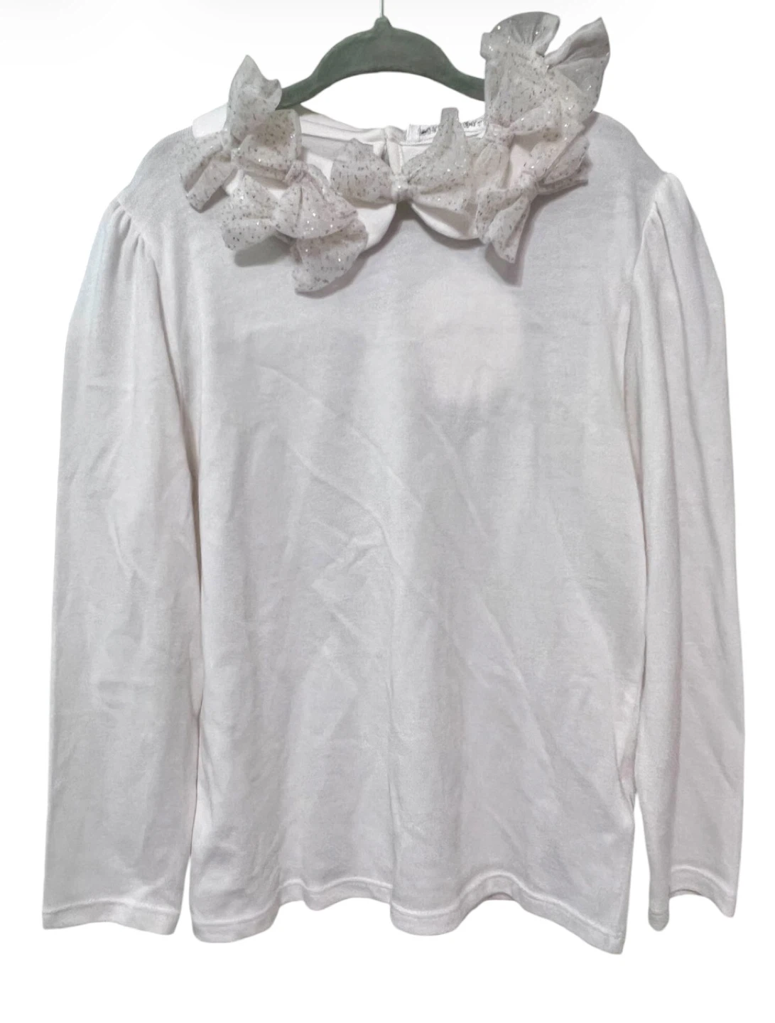 Charabia Paris Girls Long Sleeve Top w/ Glitter Bow Collar 8Y