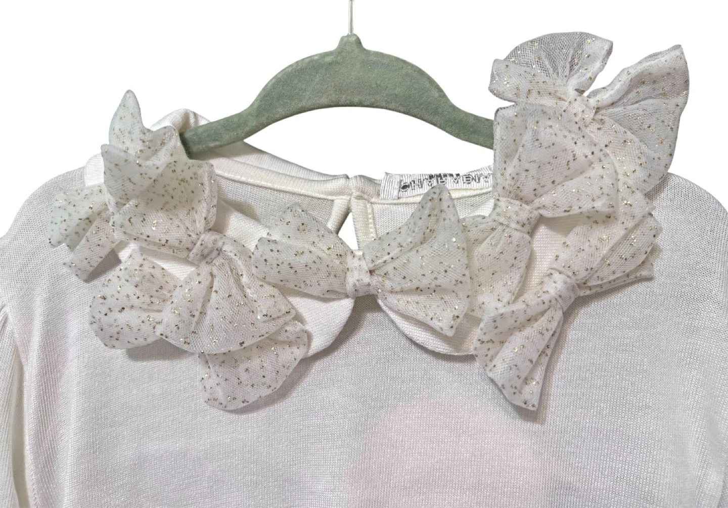 Charabia Paris Girls Long Sleeve Top w/ Glitter Bow Collar 8Y - photo 2