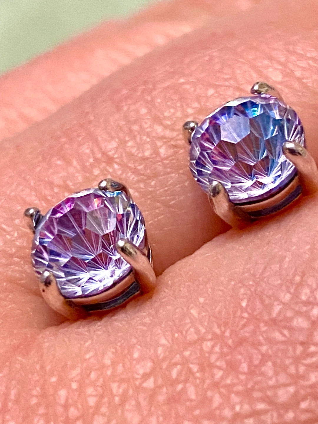 Sparkly Stud Earrings. Sterling Silver - photo 3