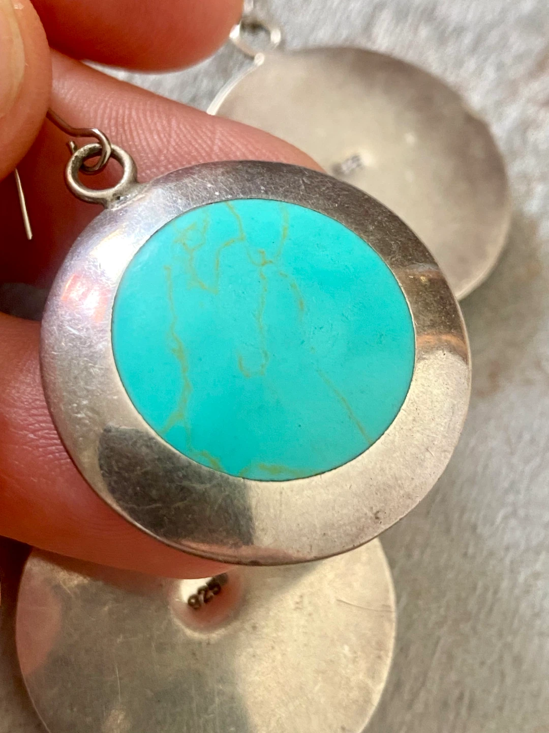 Sterling Silver Turquoise Pendant and Earrings Set - photo 4