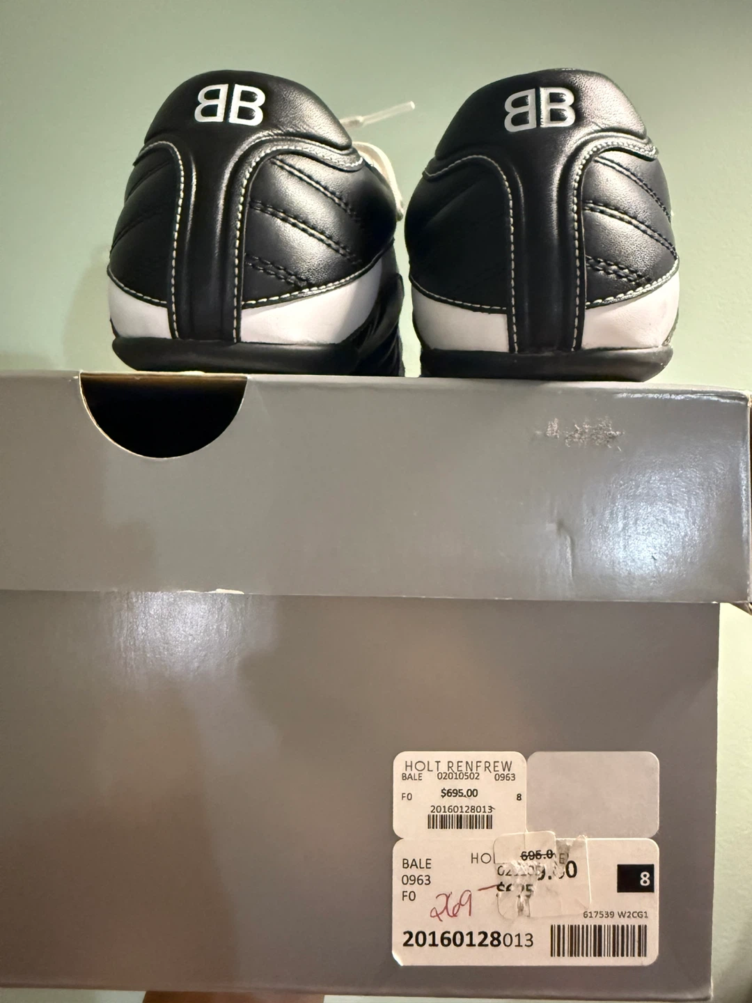 Balenciaga Black & White Leather Sneakers with Original Box - photo 4