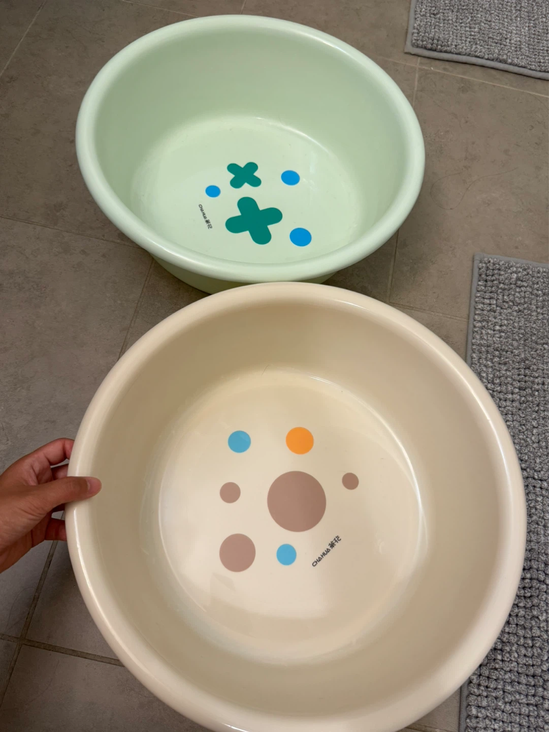Baby Wash Basin - Green and Beige