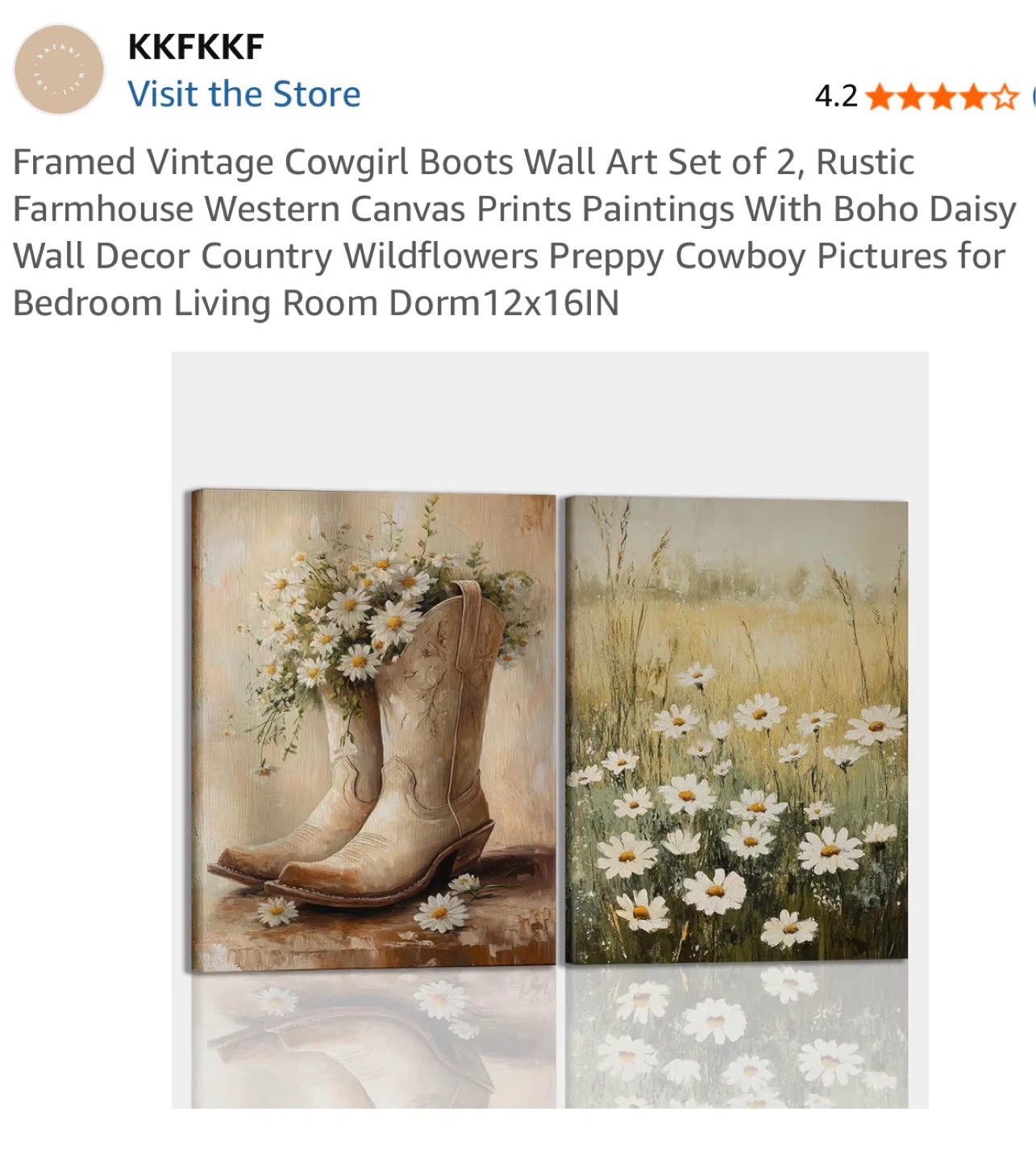 Farmhouse Vintage Cowgirl Boots Wall Art Set (2) 12x16in - photo 5