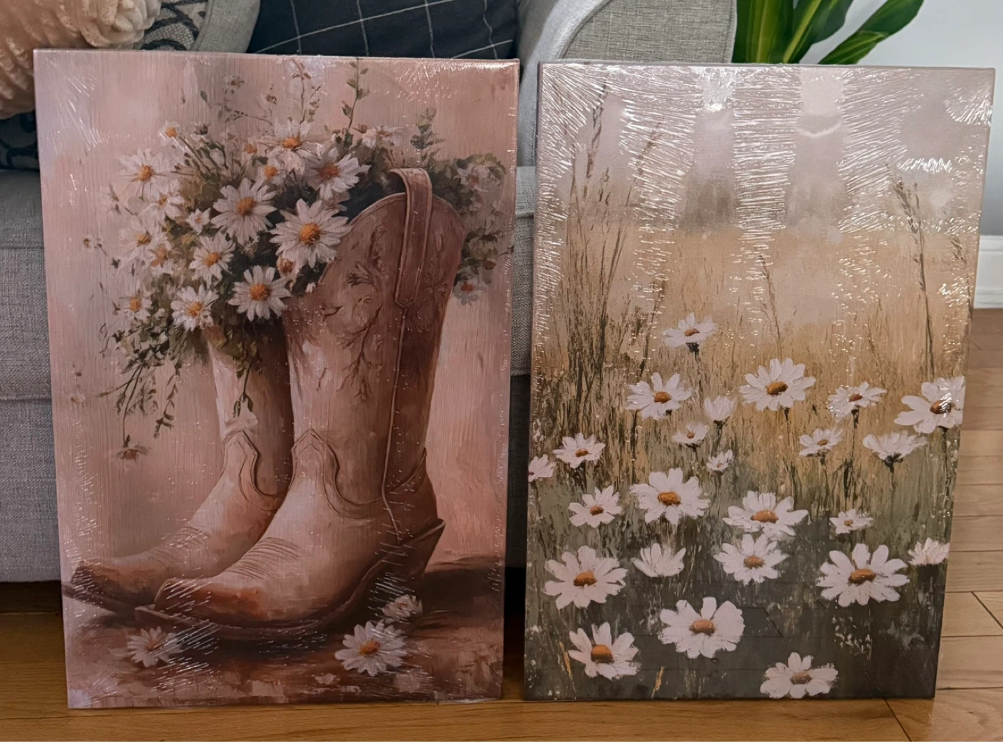 Farmhouse Vintage Cowgirl Boots Wall Art Set (2) 12x16in