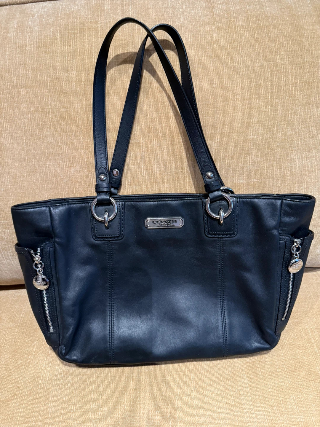 Coach Black Leather Tote Bag