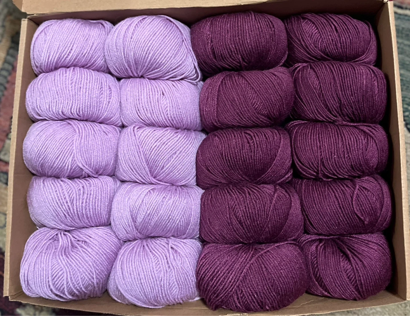 Lot of 20 Balls Yarn - Lavender & Plum