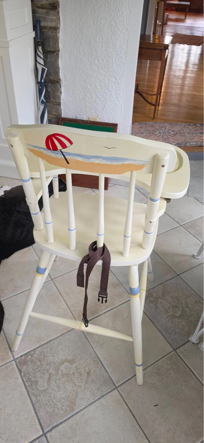 Hand-Painted Vintage Wooden High Chair - photo 2