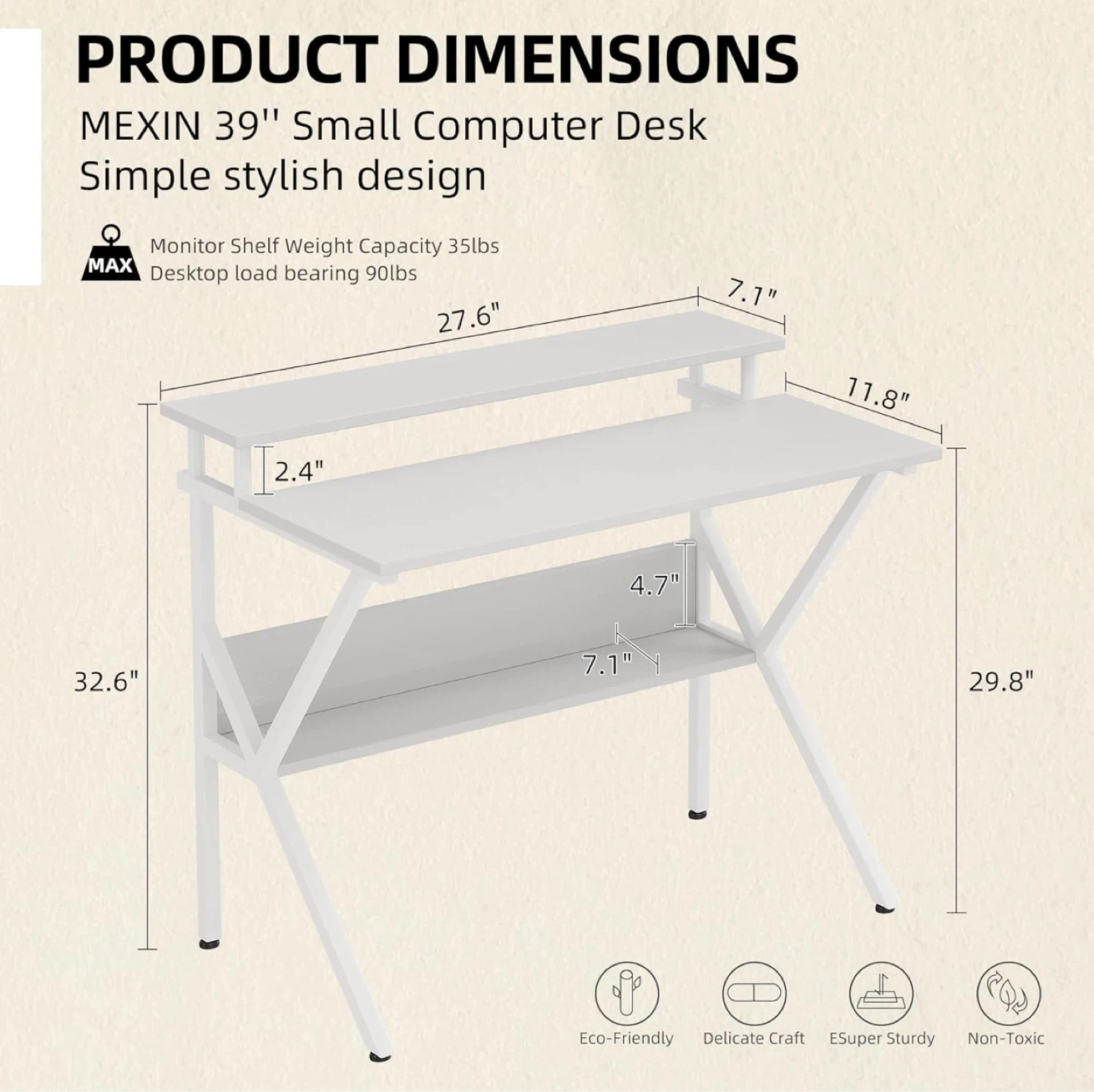 1 or 2 White Computer Desks with Monitor & Storage Shelves - photo 2
