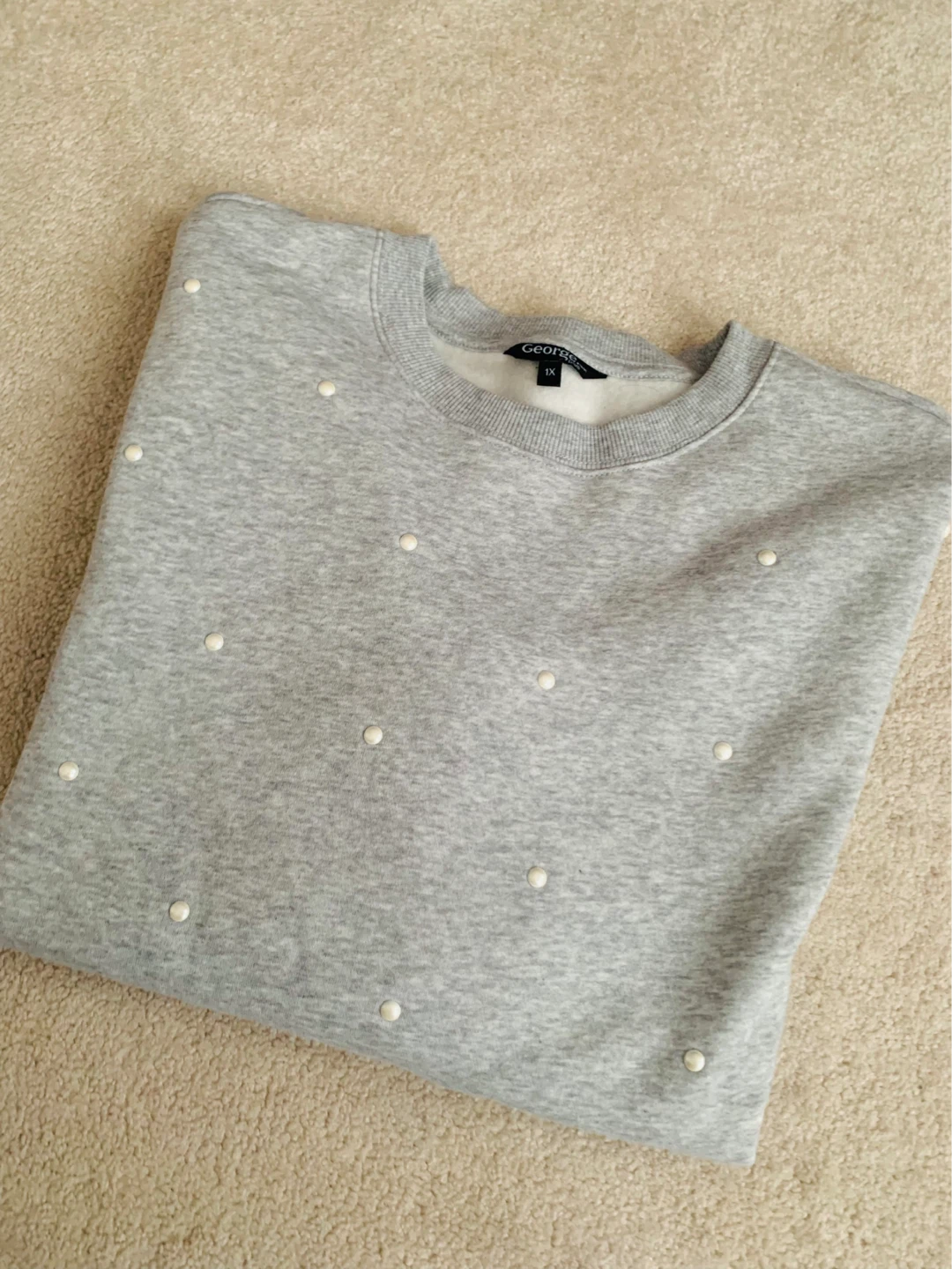George Grey Pearl Detail Sweatshirt - Size 1X - photo 2