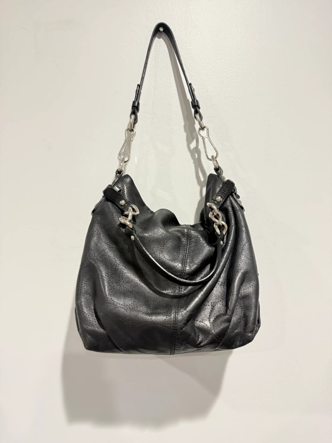 Vintage coach Black Leather Hobo Handbag - photo 2