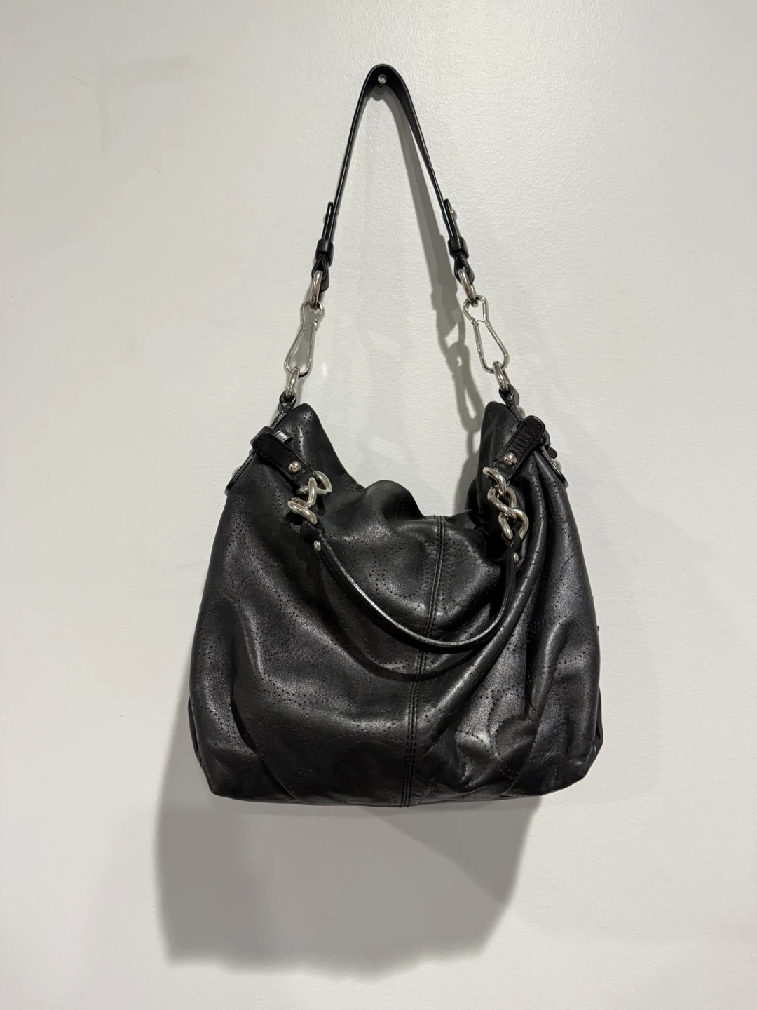 Vintage coach Black Leather Hobo Handbag